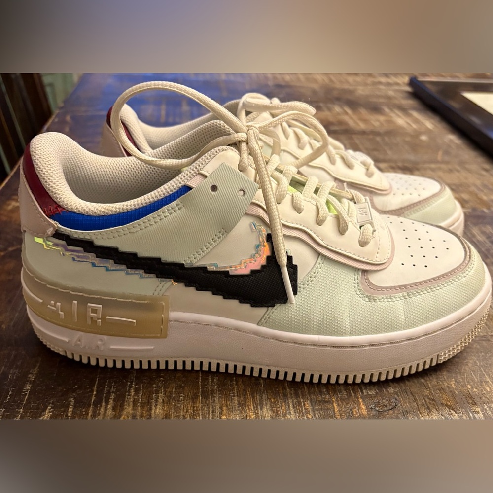 Nike Air Force One Women's Sneakers in Cream, Black, and Red